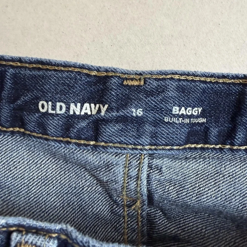 Old‎ Navy Baggy Jeans Boys 16 Blue Dark Wash Relaxed Straight Leg Denim Casual